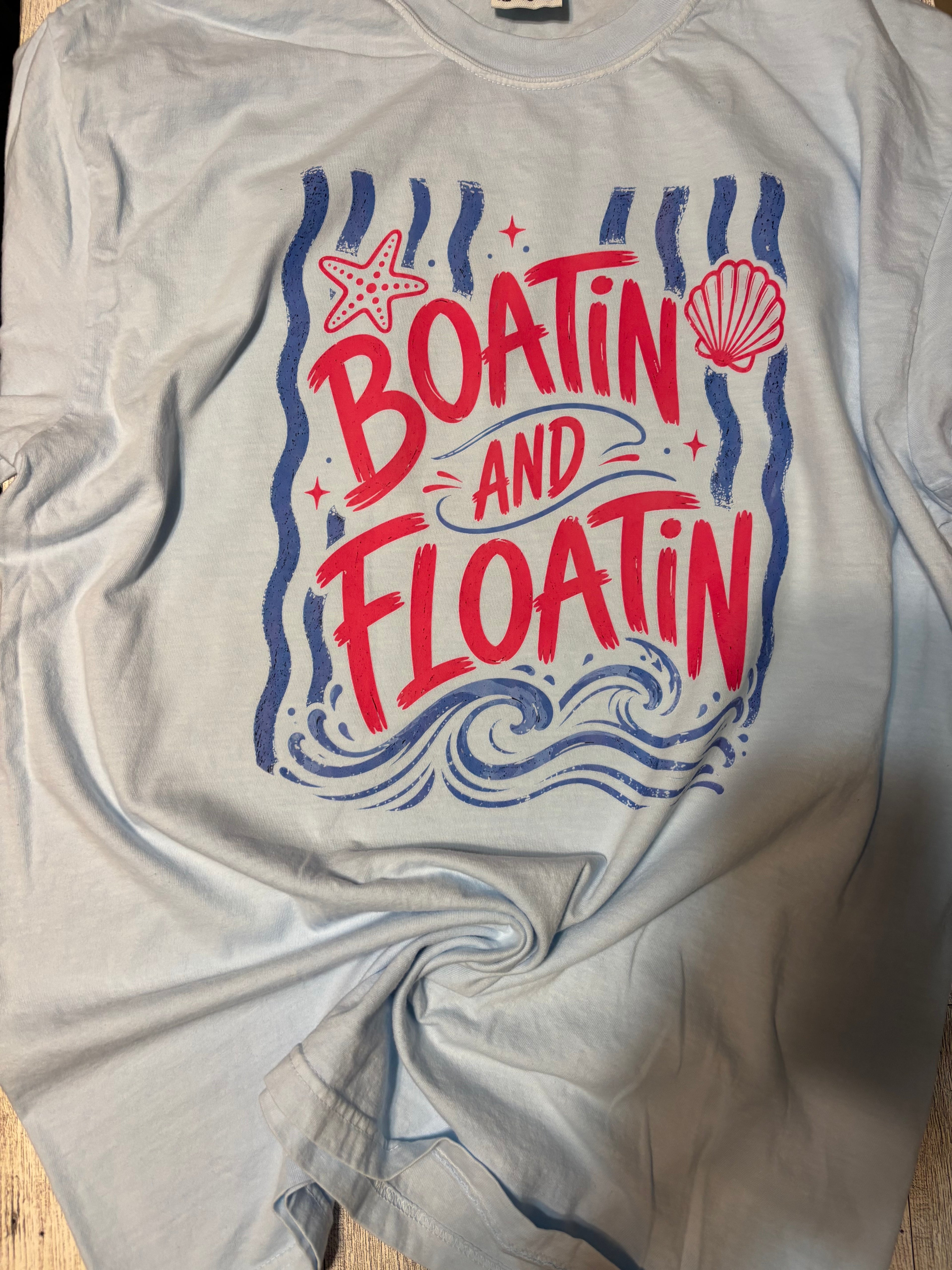 Boatin and Floatin Summer Boat Tee Shirt Comfort Colors