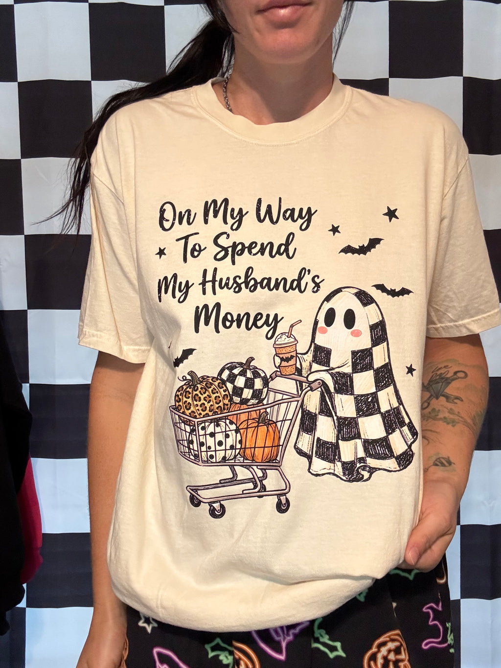 Off To Spend My Husbands Money Comfort Colors Tee Shirt Spooky Ghost