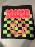 neon Smiley mama checker tee shirt comfort colors
