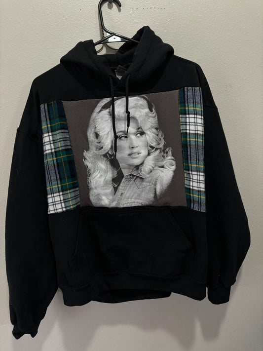 Dolly Large Upcycle Rework Flannel Hoodie