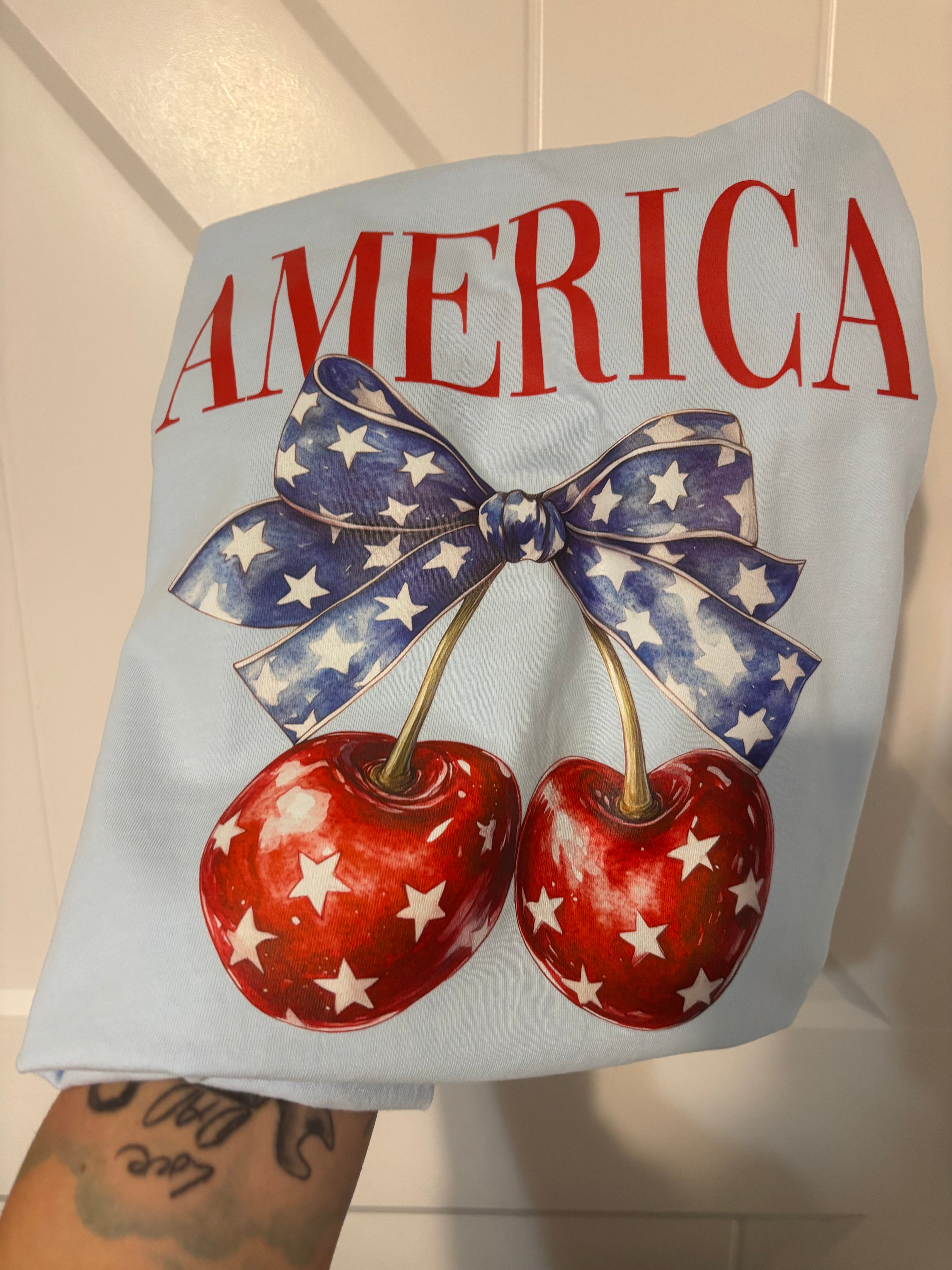 America Cherry Star Comfort Colors Tee Shirt
