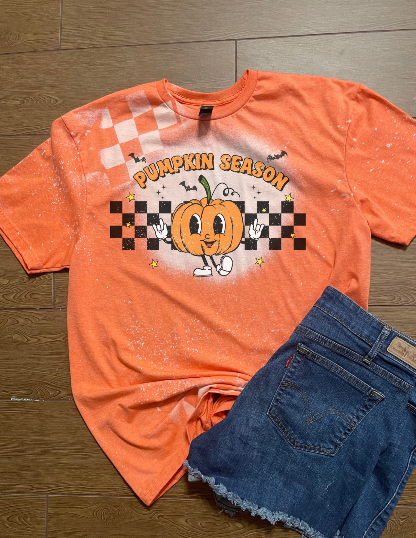 Pumpkin Season Checkered Tee