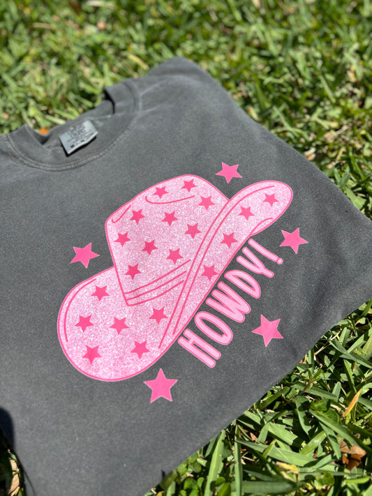 Howdy Western Pink Design Comfort Colors Tee