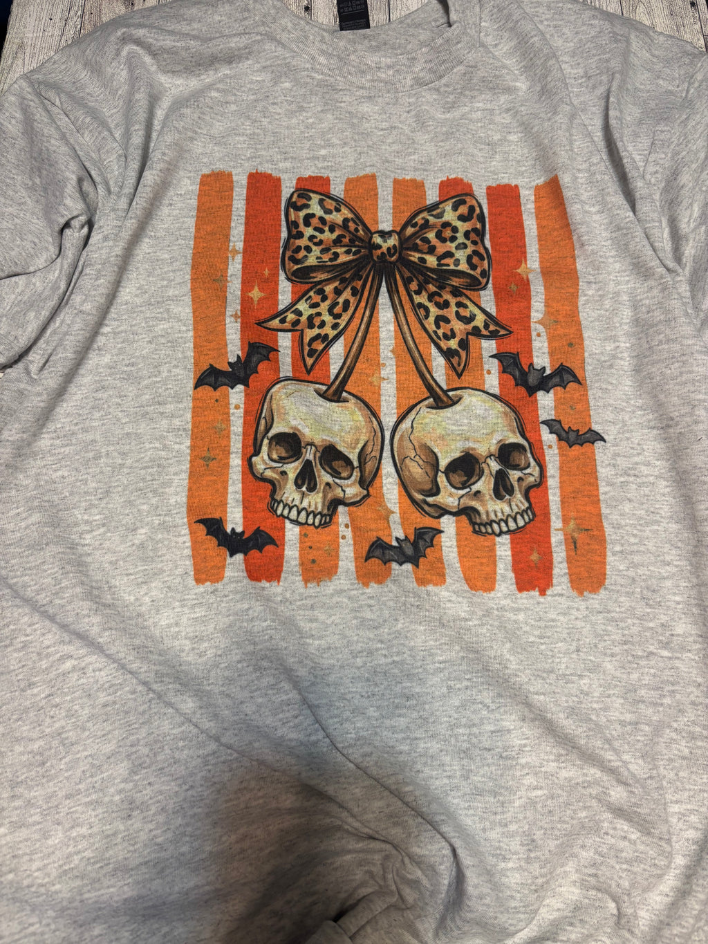 Skull cherry stripes Halloween spooky tee
