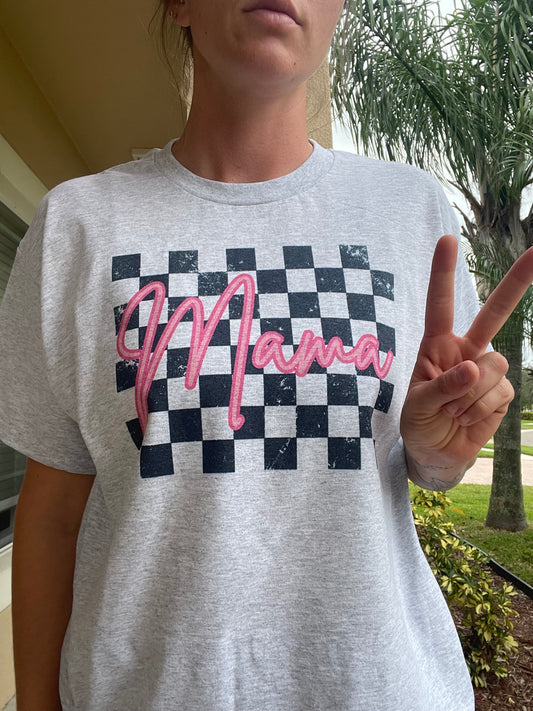 Mama Checker Board Tee Sweatshirt Hoodie