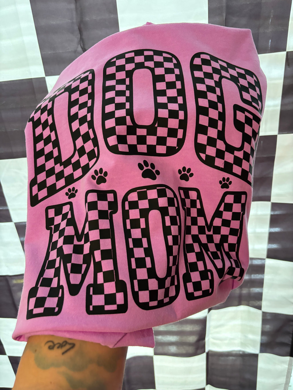 Dog Mom Checker Tee Shirt Comfort Colors