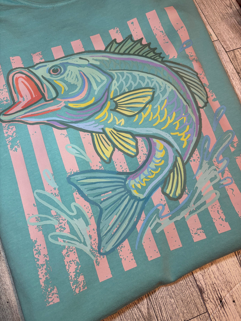 Striped fish bass retro Comfort colors