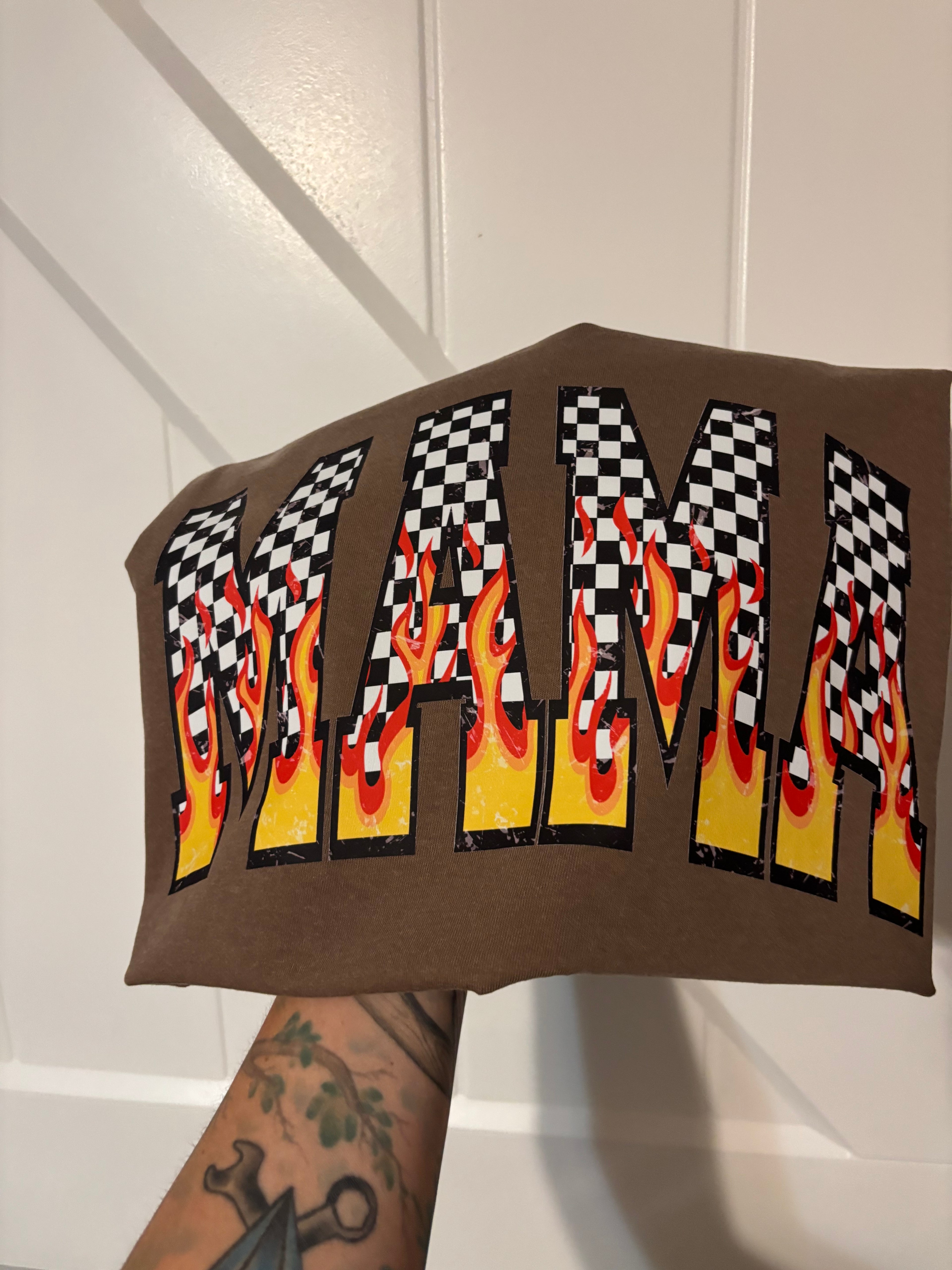 Mama Flames Checker Tee Shirt Comfort Colors