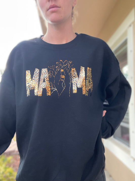 Mama Metallic Cheetah Print crewneck