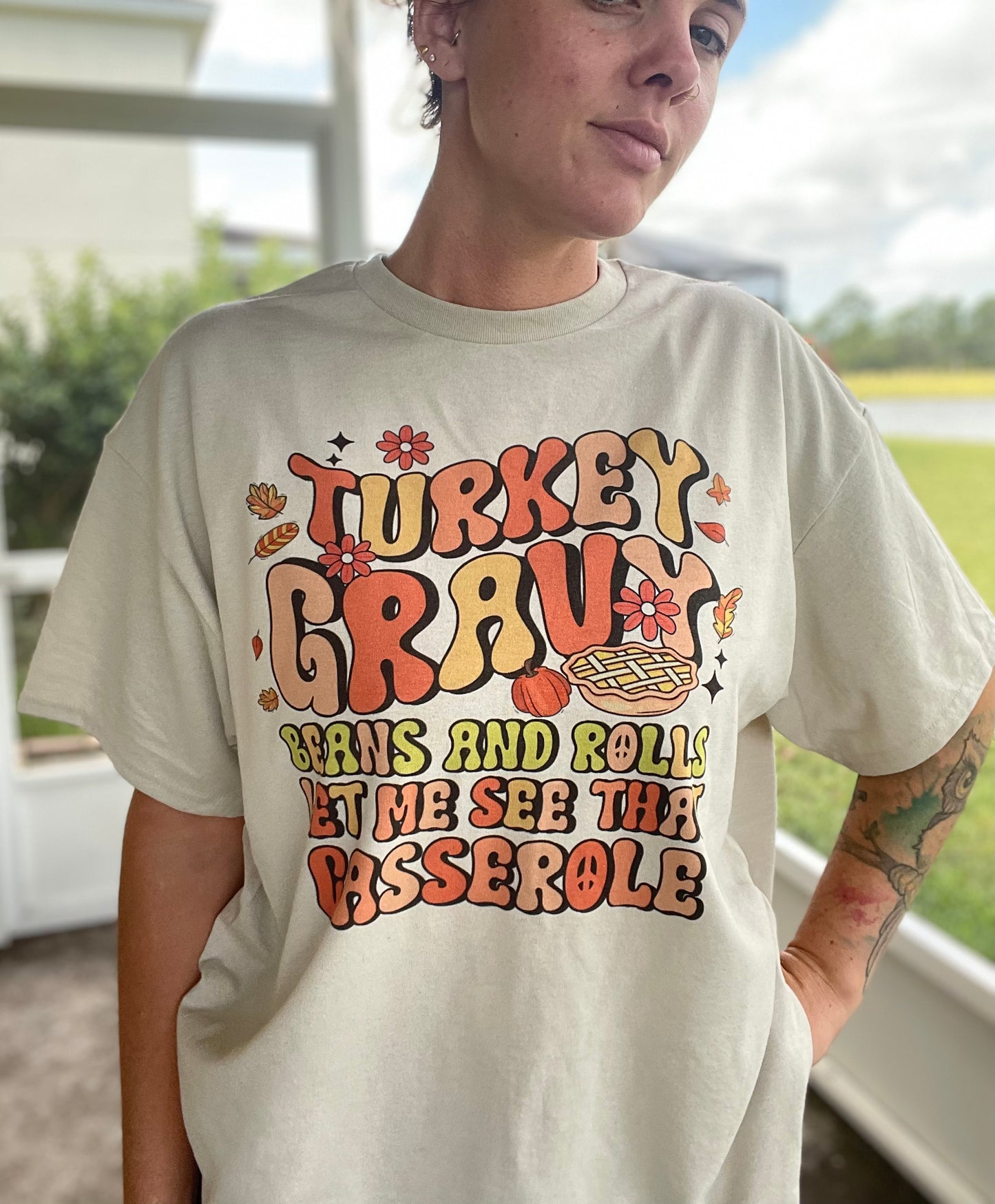 Thanksgiving Retro Wavy Tee Shirt or Sweatshirt