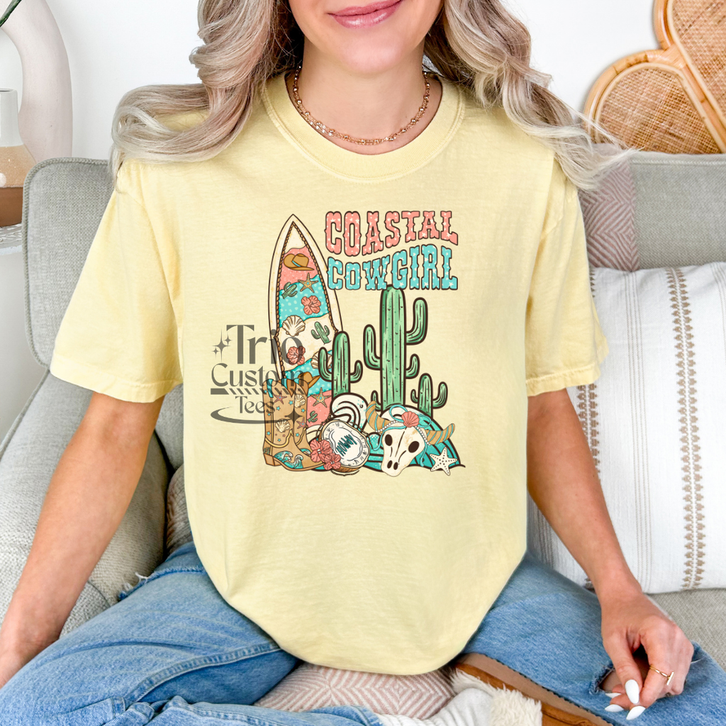 Coastal Cowgirl Western Surf Summer Western Tee Shirt Comfort Colors