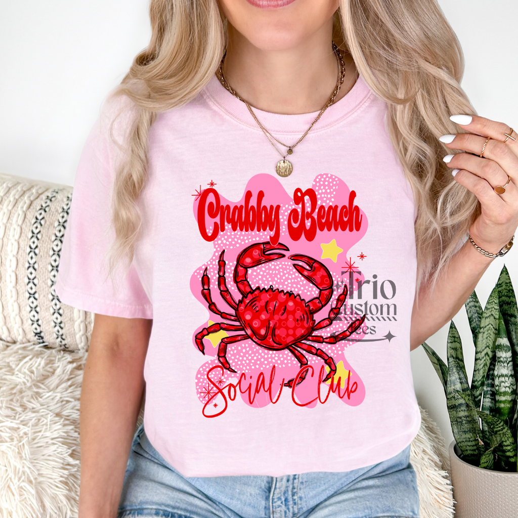 Crabby Beach Social Club Comfort Colors Tee Shirt