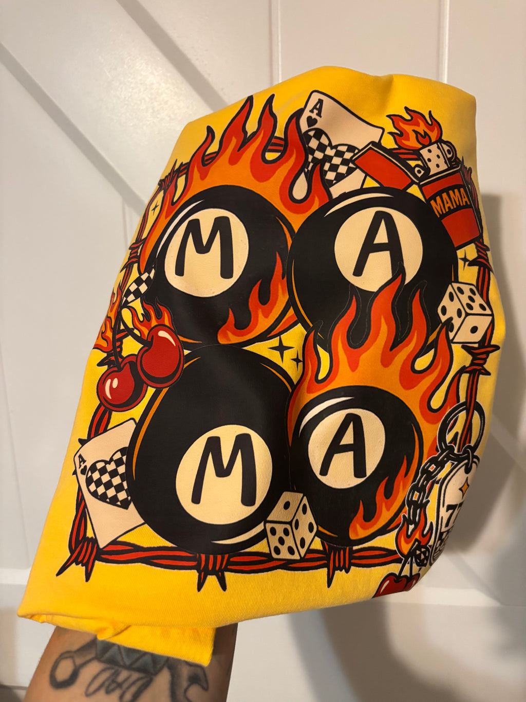 Mama 8 Ball Flames Cards Western Punk Comfort Colors Tee Shirt