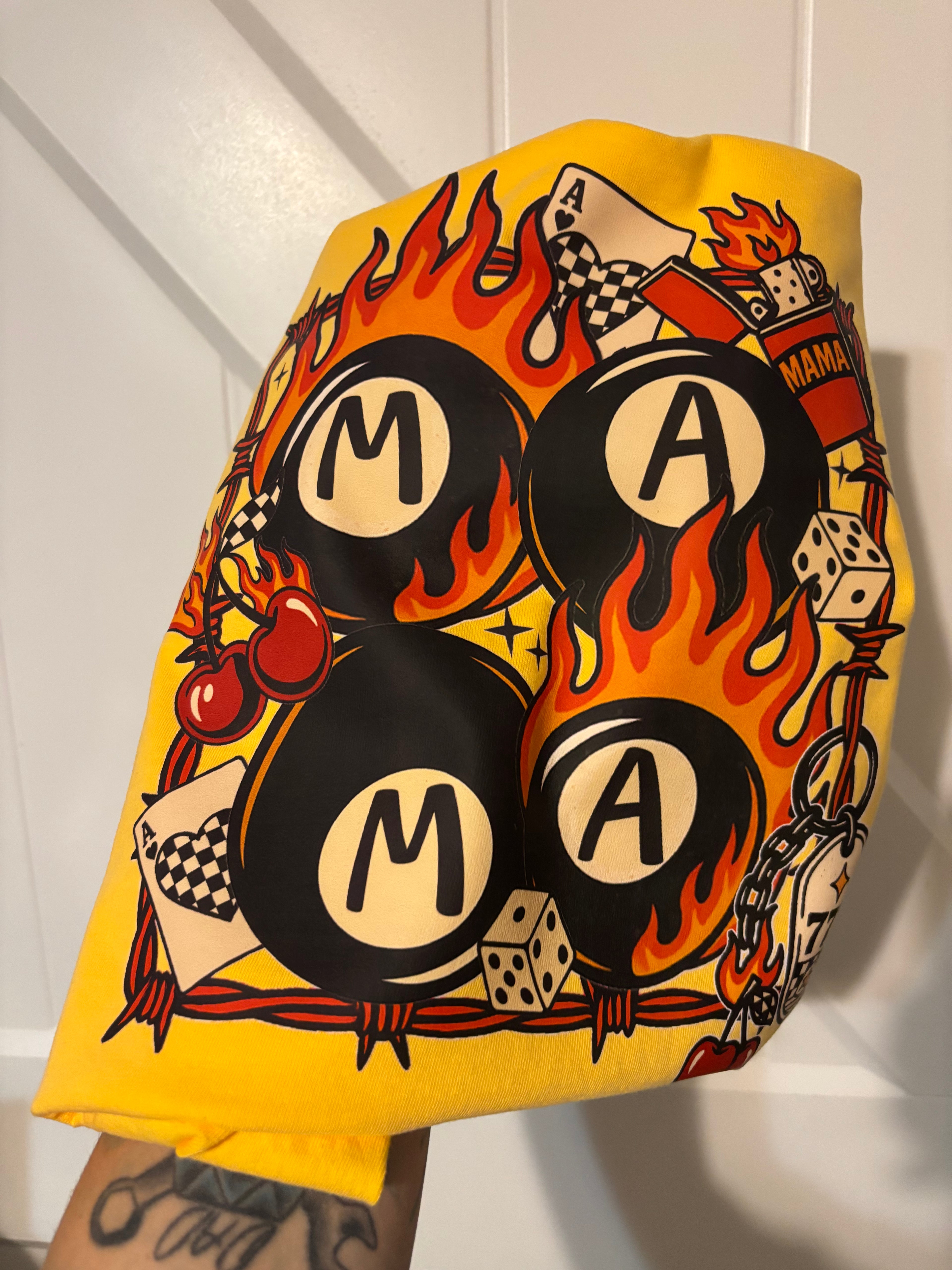 Mama 8 Ball Flames Cards Western Punk Comfort Colors Tee Shirt