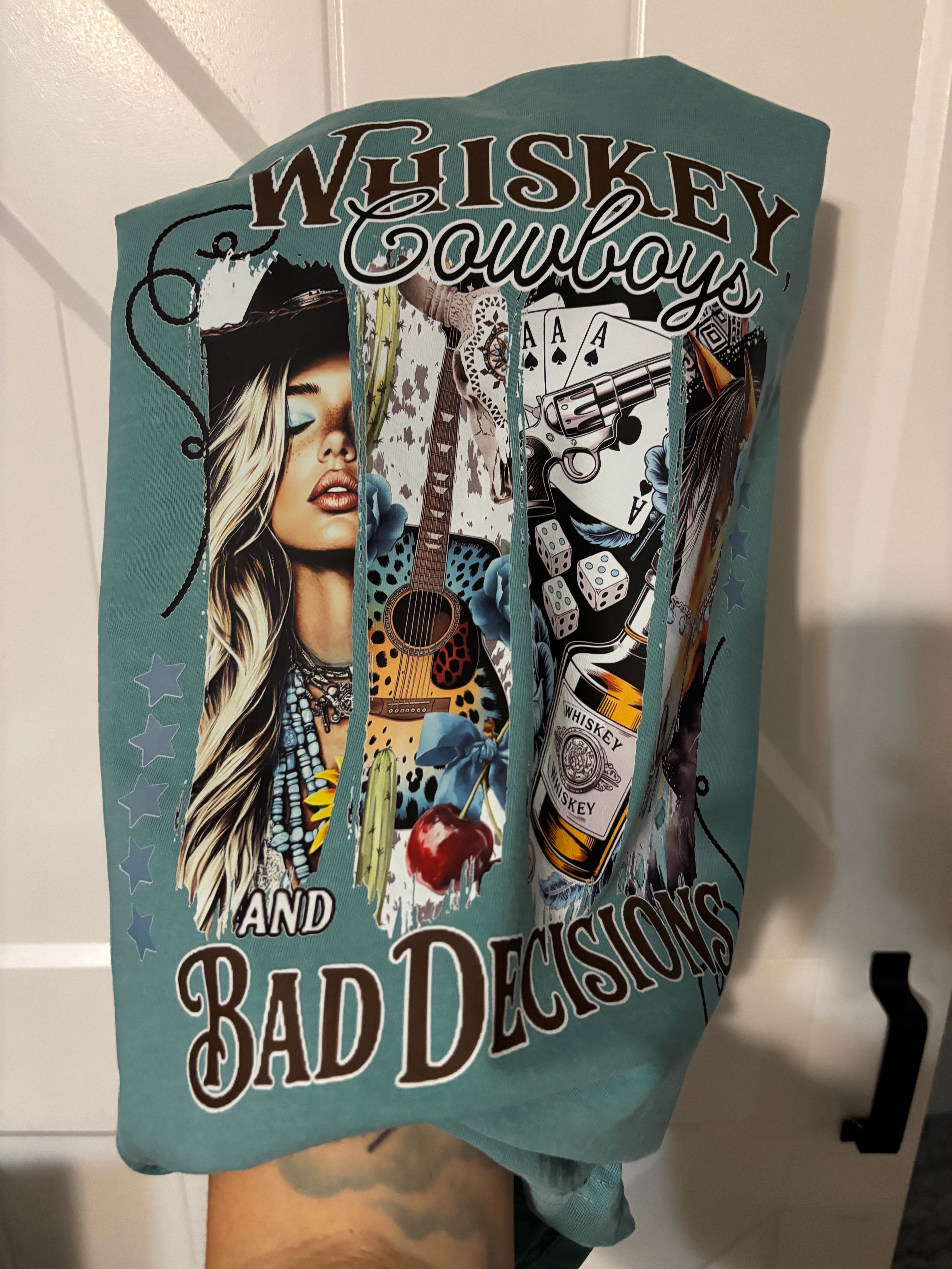 Whiskey Cowboys and Bad Decisions Comfort Colors Tee Shirt