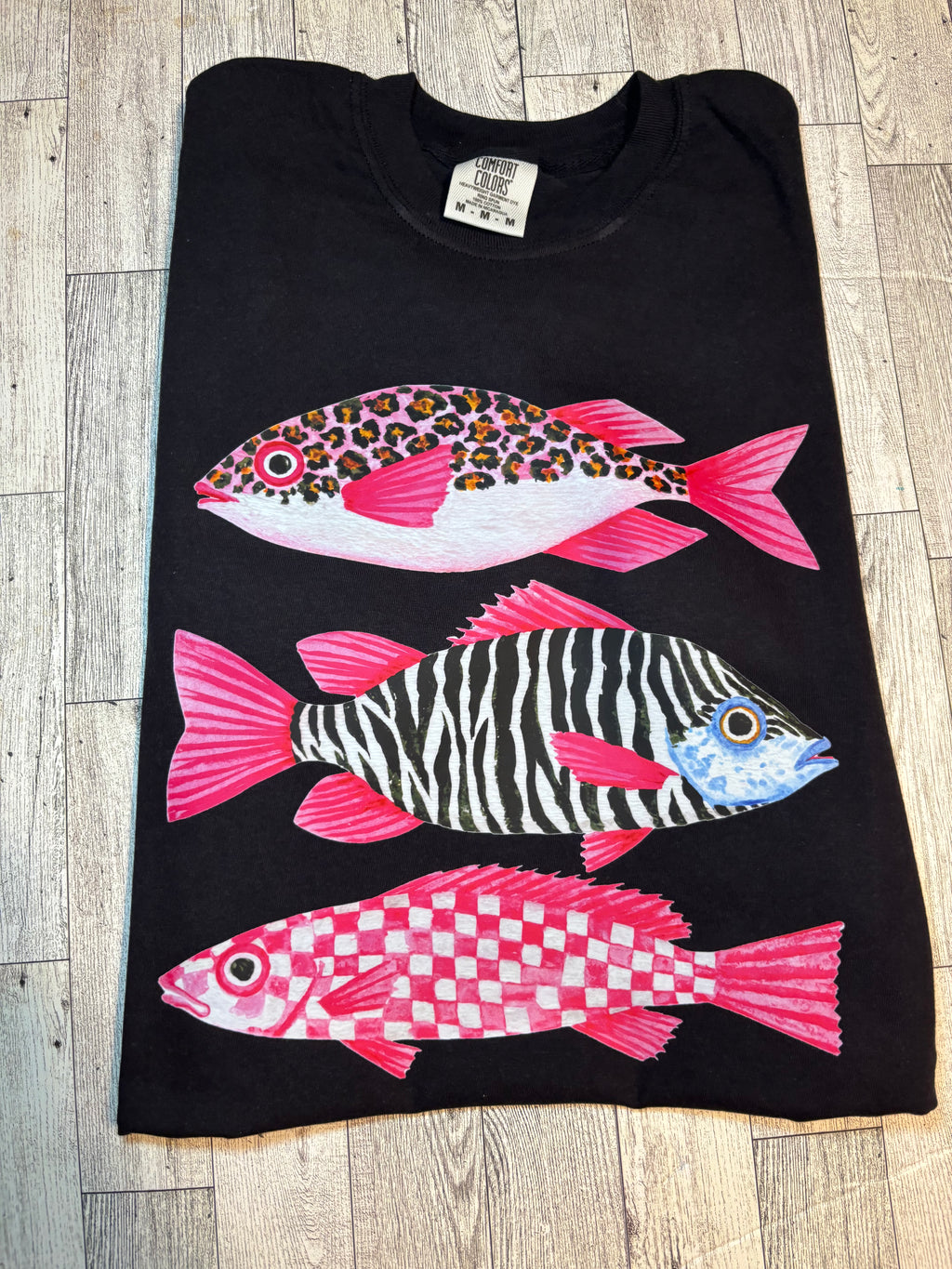 Zebra Cheetah Checker Fish Comfort Colors Tee Shirt