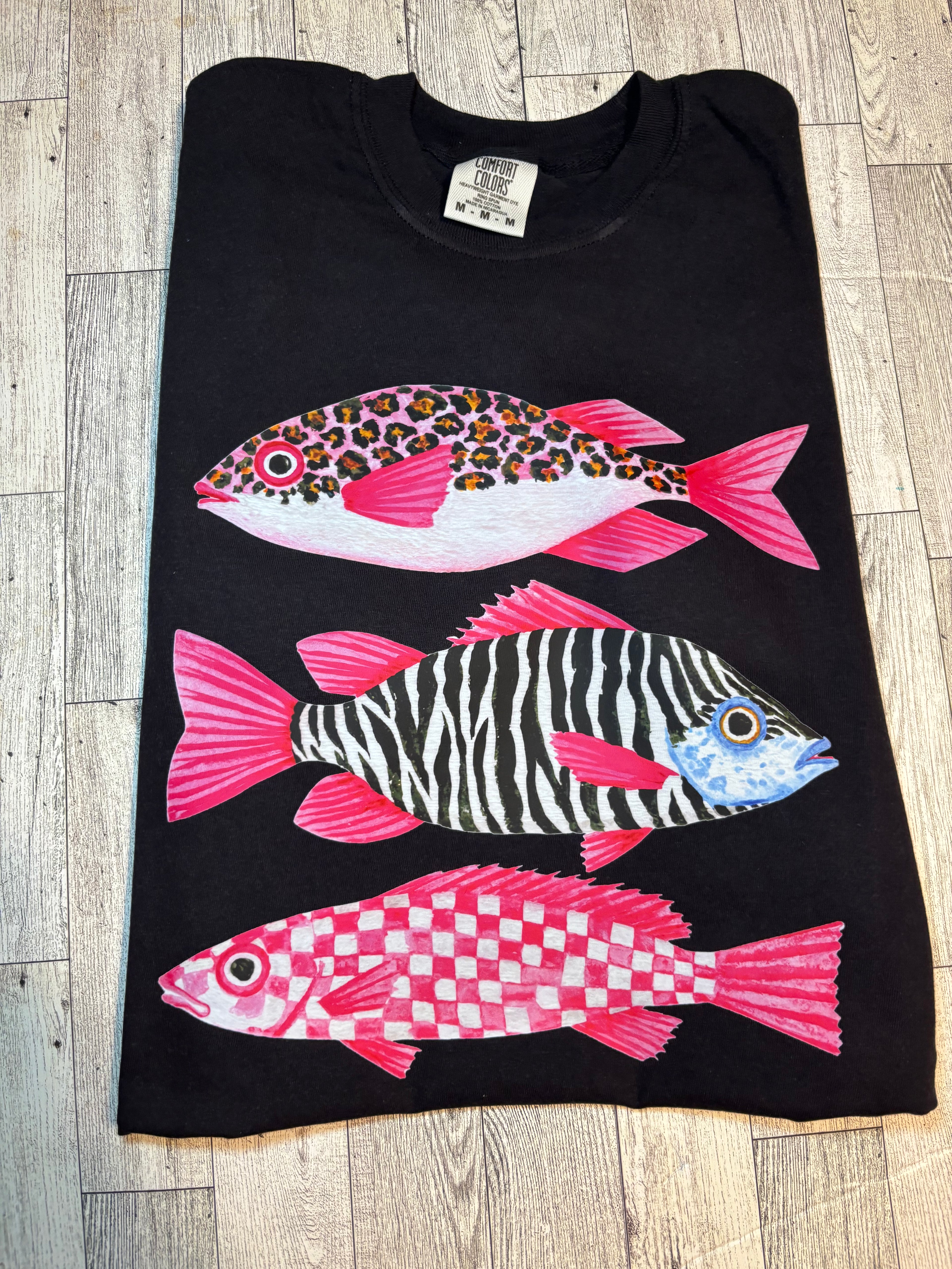 Zebra Cheetah Checker Fish Comfort Colors Tee Shirt