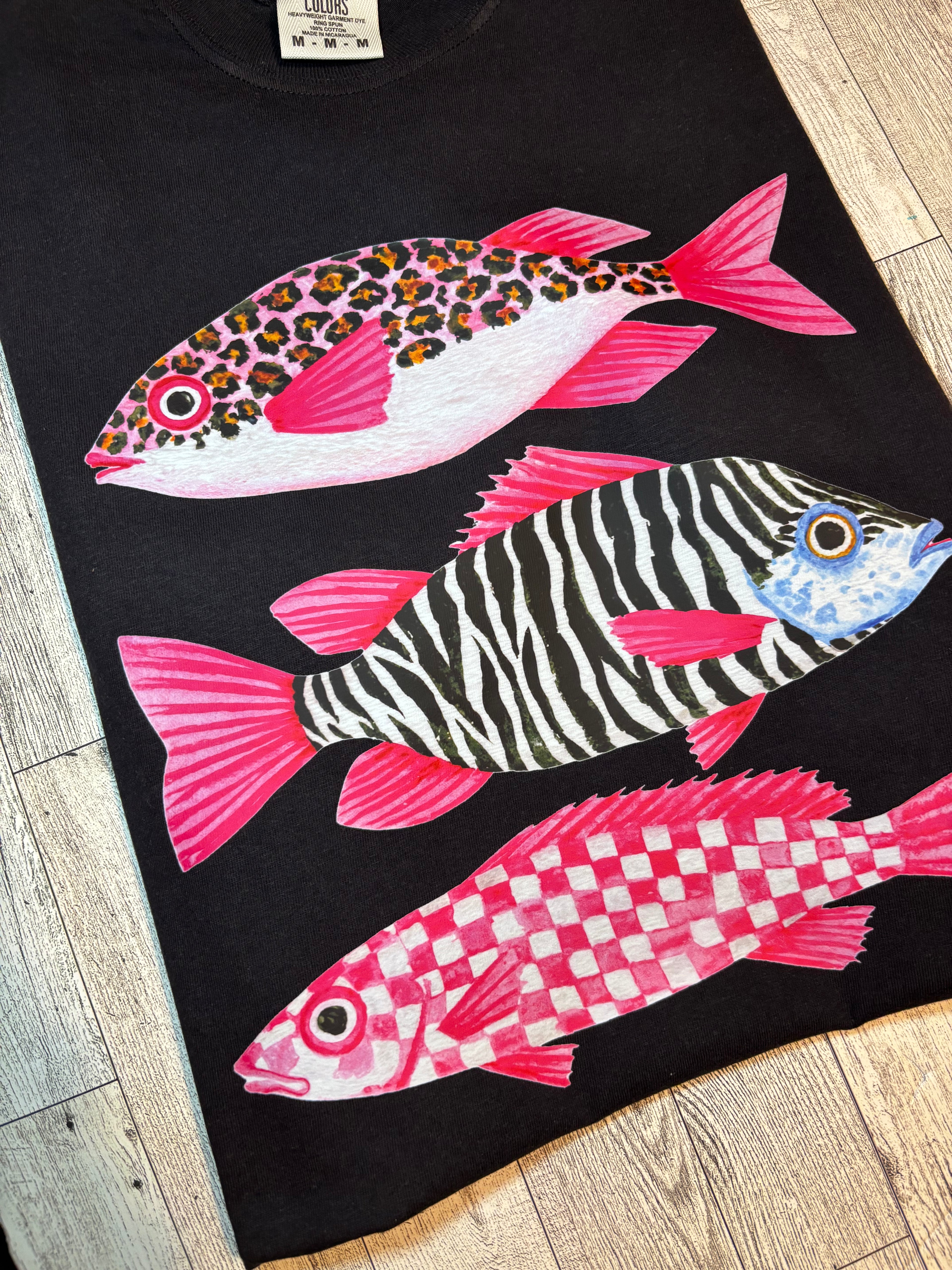 Zebra Cheetah Checker Fish Comfort Colors Tee Shirt