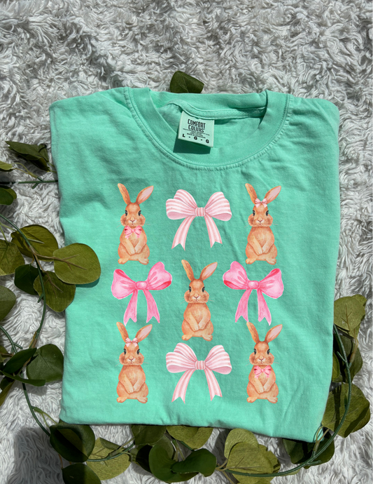 Bows and Bunnies Easter Tee Comfort Colors