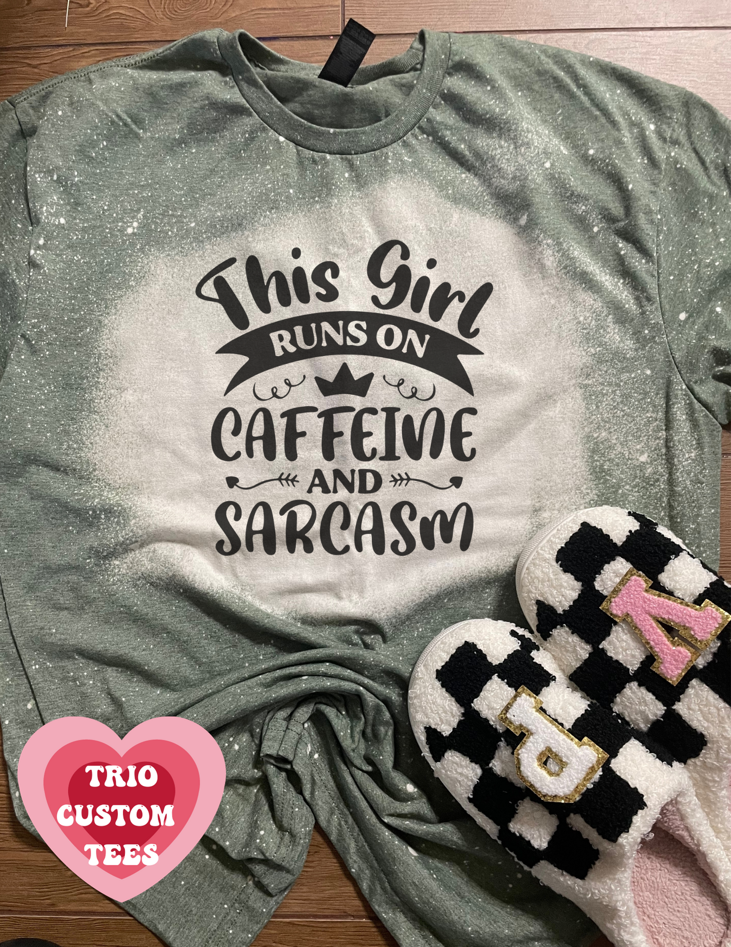 This Girl Runs On Caffeine and Sarcasm Short Sleeve Tee Shirt