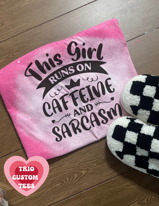 This Girl Runs On Caffeine and Sarcasm Short Sleeve Tee Shirt