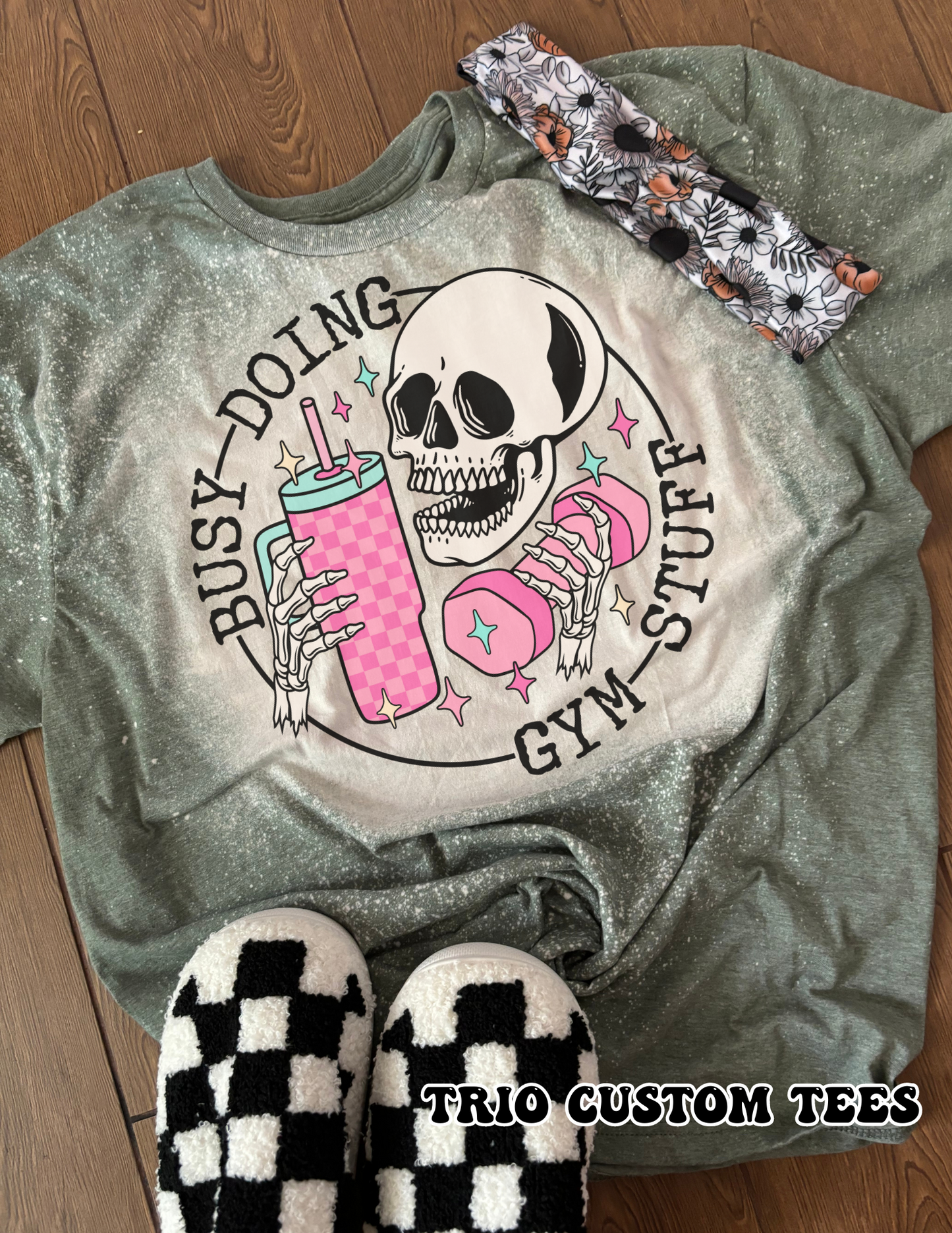 Doing Gym Stuff Skull  Fitness Workout Tee