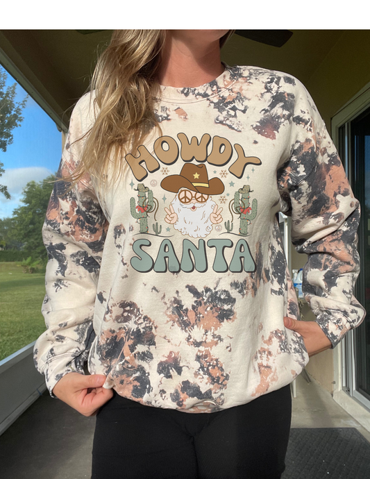 Howdy Santa Western Christmas Santa Sweatshirt Hoodie Tee Shirt