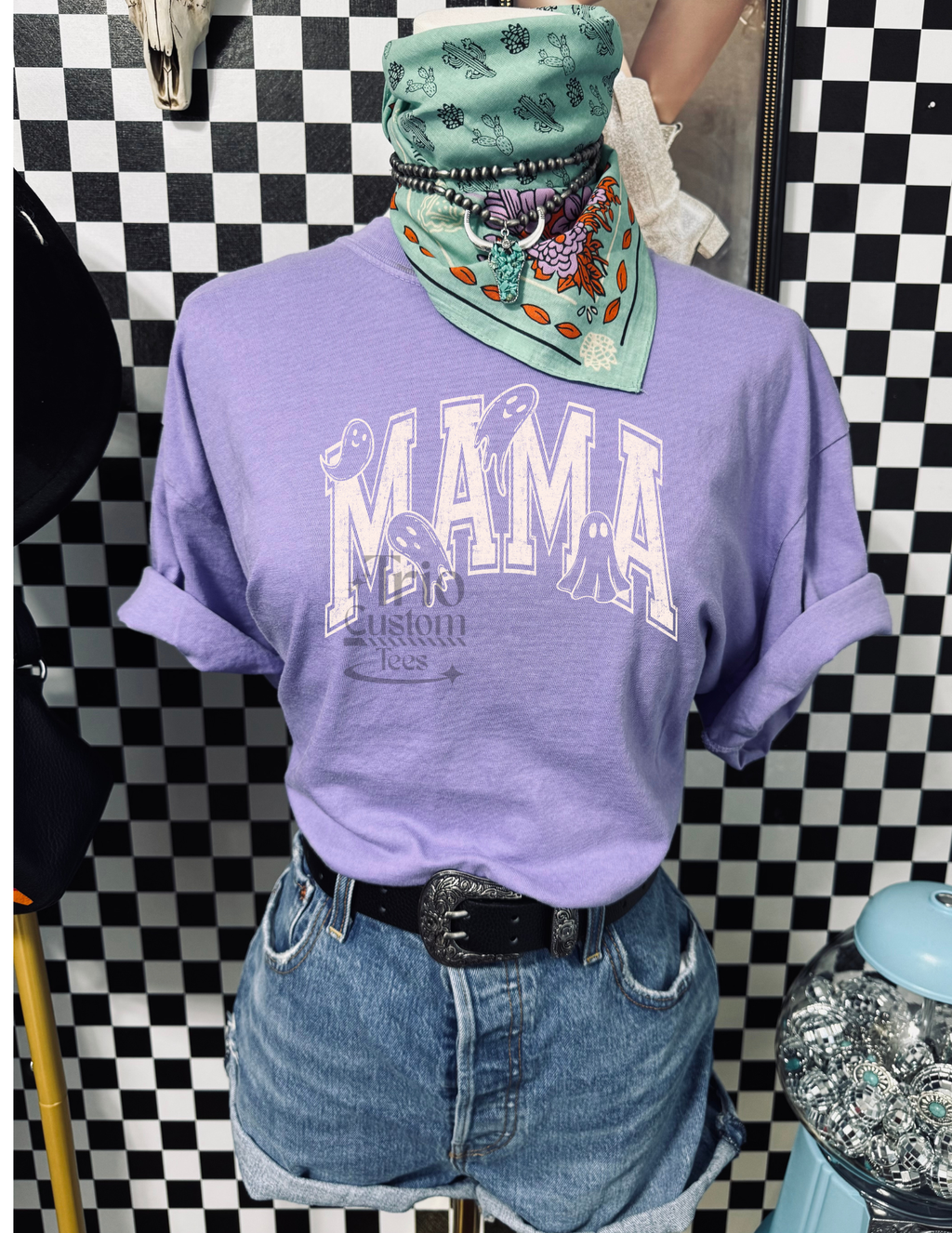 Mama Halloween Ghost Comfort Colors Tee Shirt