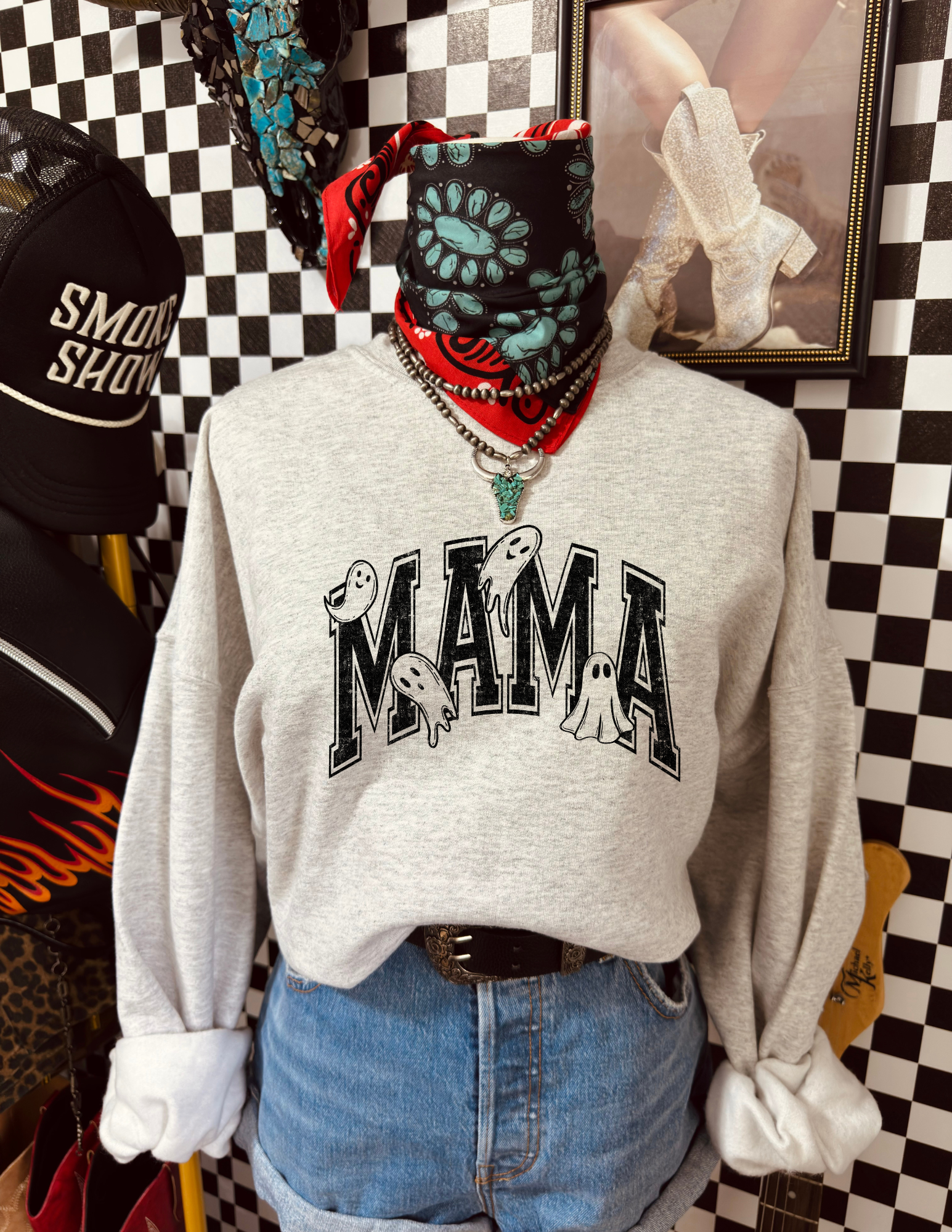 Mama Crewneck Ghost Halloween Sweatshirt