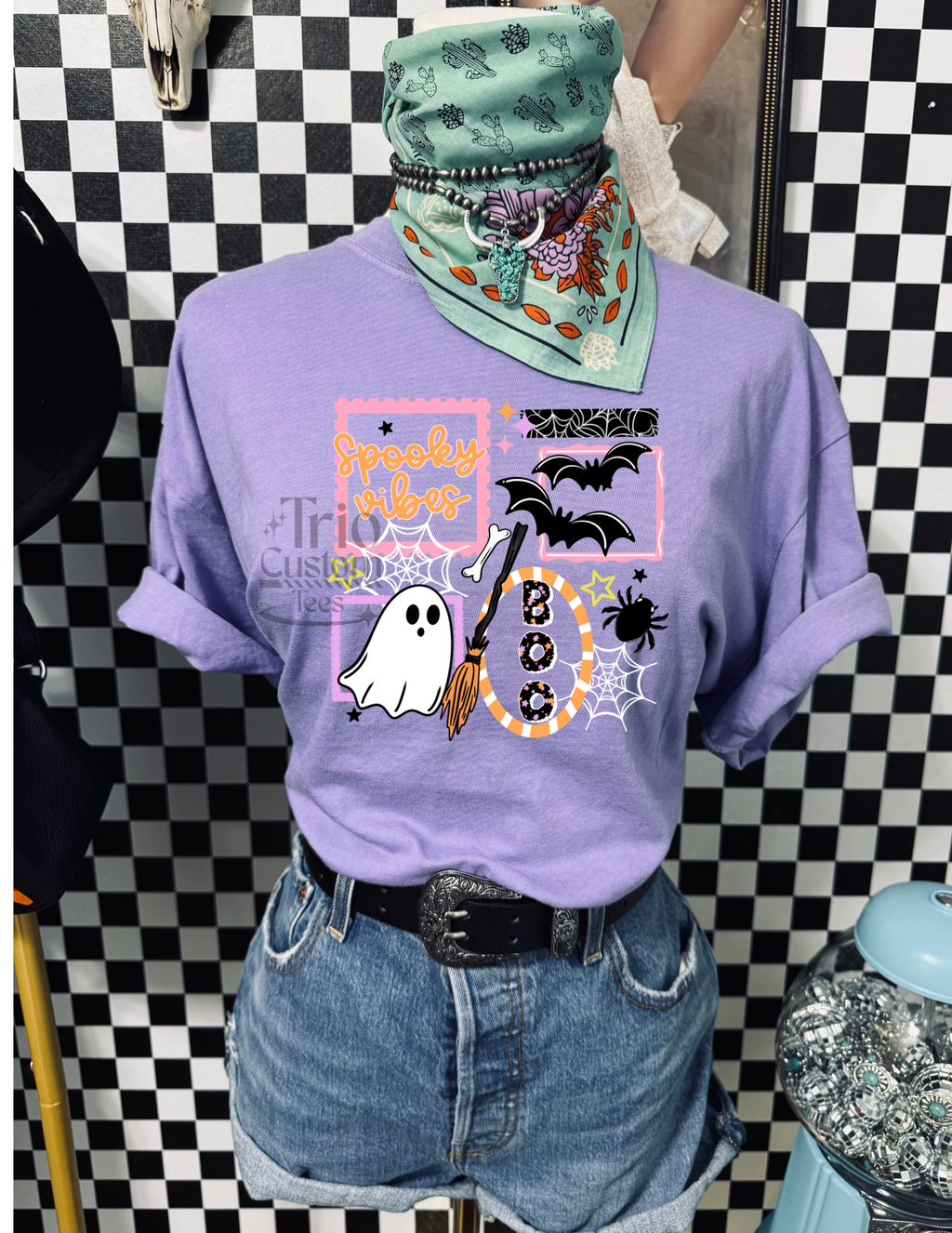 Spooky Vibes Ghost Halloween Tee Shirt Comfort Colors