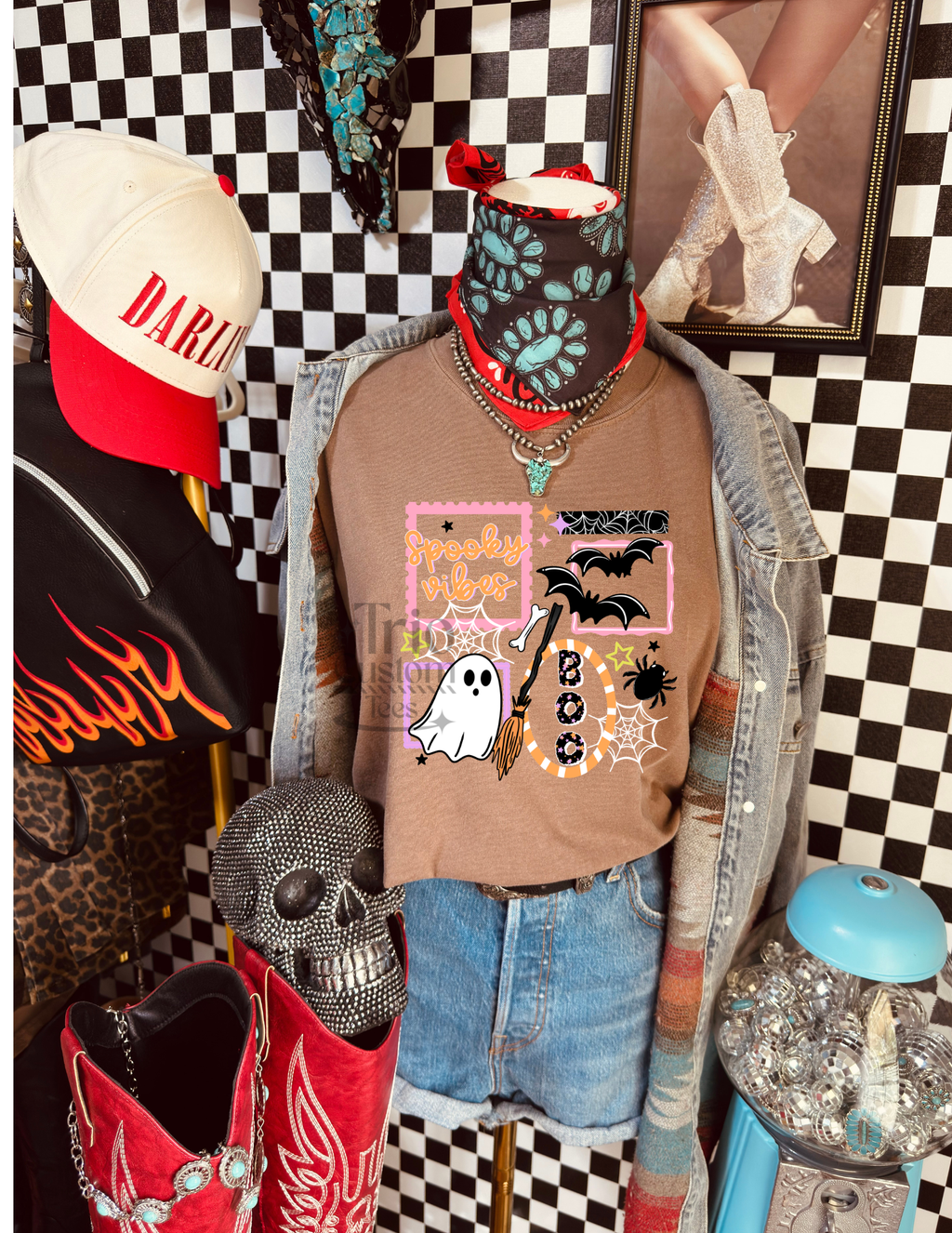 Spooky Vibes Ghost Halloween Tee Shirt Comfort Colors