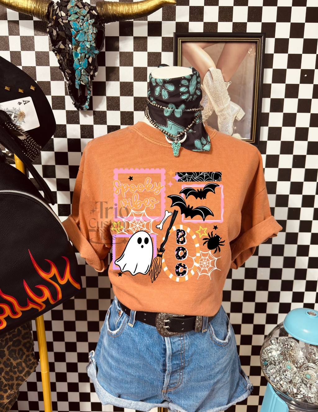 Spooky Vibes Ghost Halloween Tee Shirt Comfort Colors