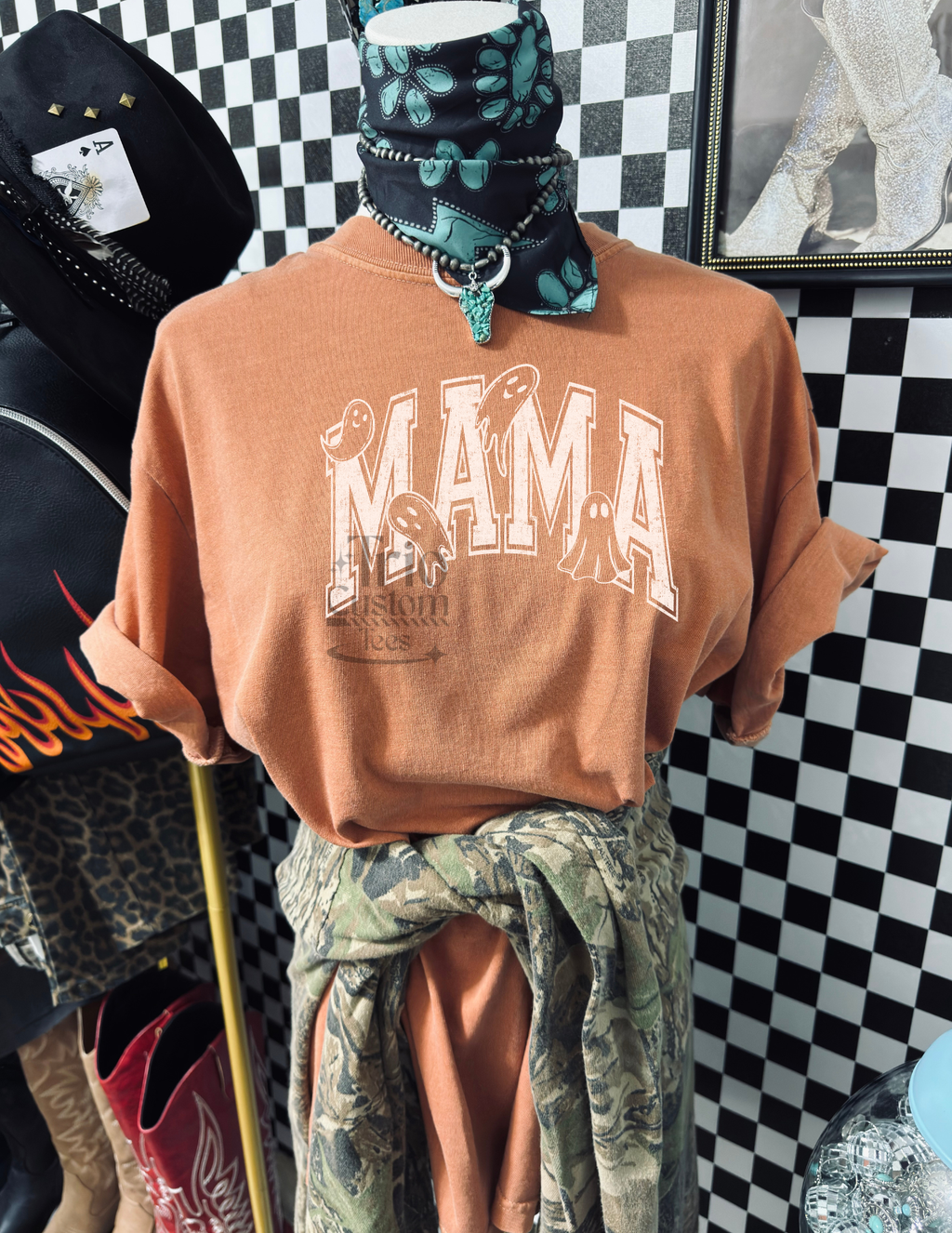 Mama Halloween Ghost Comfort Colors Tee Shirt