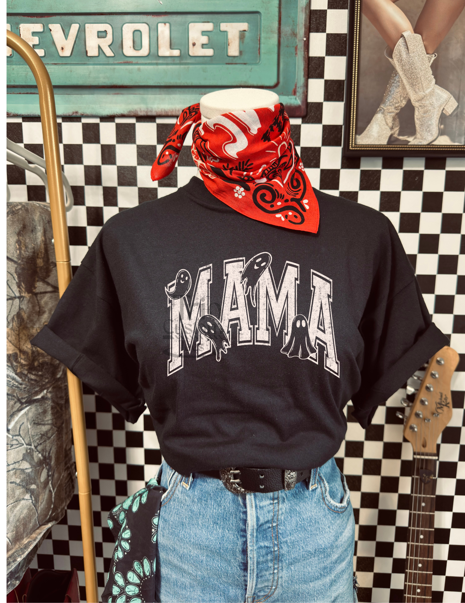 Mama Halloween Ghost Comfort Colors Tee Shirt