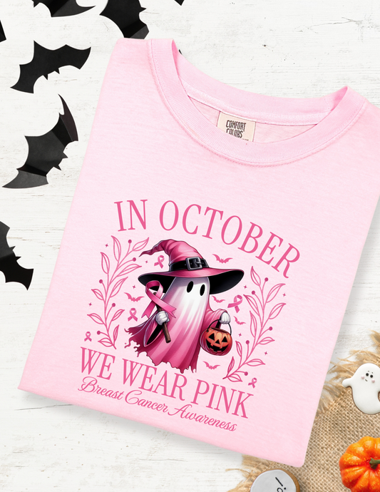 In October We Wear Pink Breast Cancer Awareness Shirt